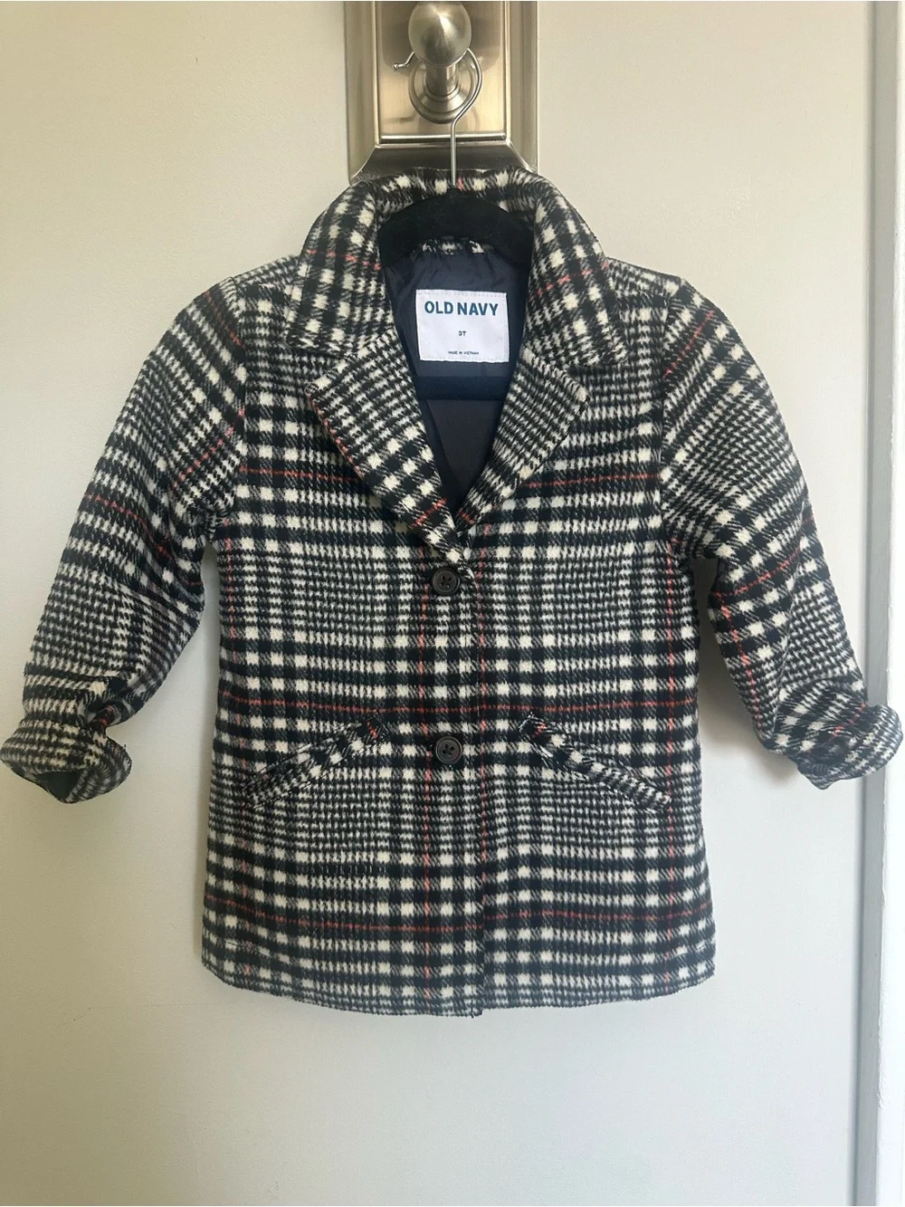 Old Navy Girl’s Black & White Plaid Blazer